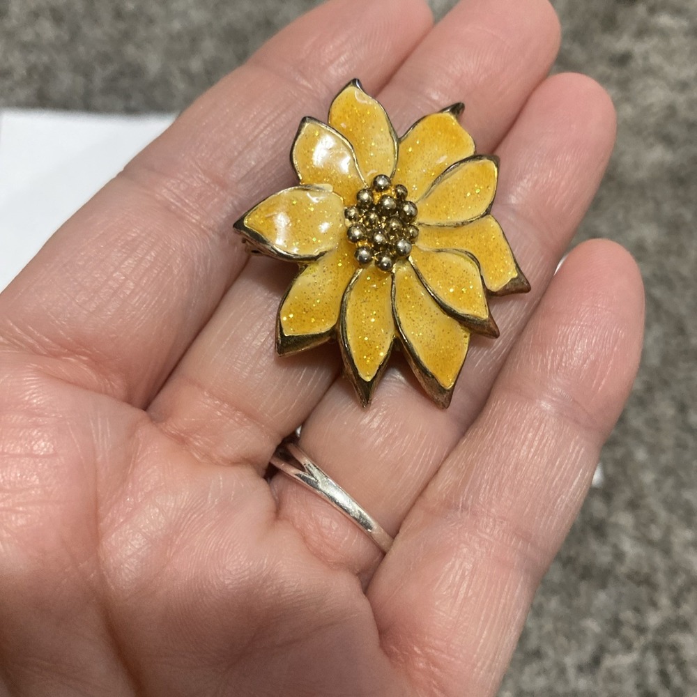 2552 AVON vintage sparkle poinsettia Colgante Pendant / pin White Christmas